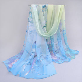 Thin Candy Color Printed Scarf