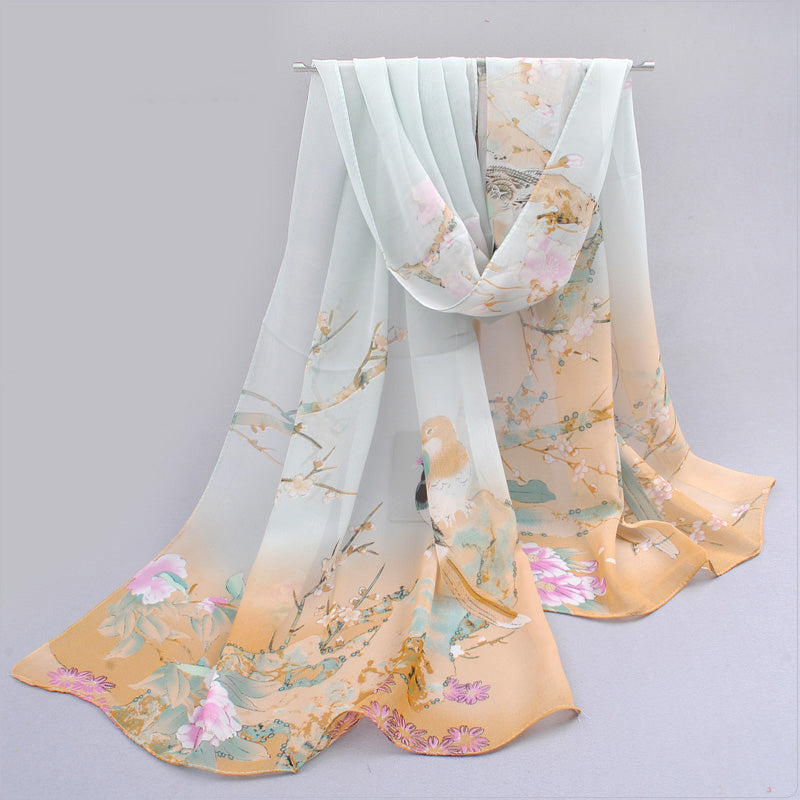 Thin Candy Color Printed Scarf