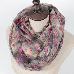 Classy Flower Print Loop Scarf
